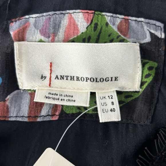 NWT Anthropologie Kasondra Babydoll Maxi Dress 8 Black Floral Asían Print Lace - Picture 5 of 15